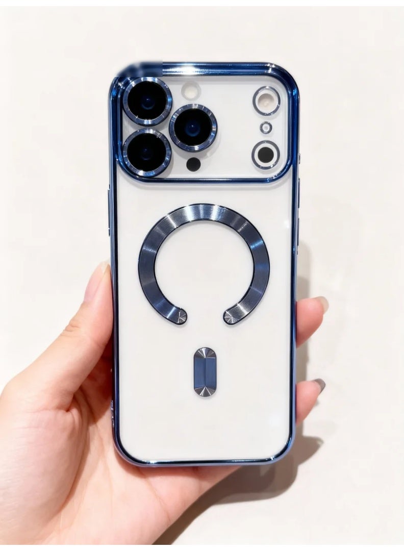 robotgcc Magnetic Phone Case for iPhone 17 Pro Max with Transparent Electroplated Frame, Built-In Lens Protection, Shockproof Soft TPU Cover, Strong Magnetic Ring Compatible with Magnetic Charging, Anti-Drop Clear Protective Case with Camera Guard and Full Edge Coverage - Image 2